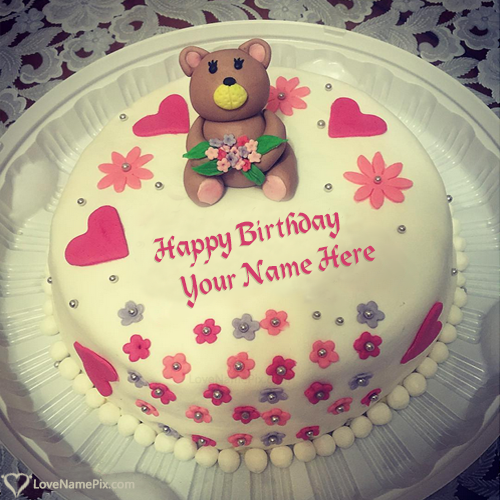 Cute Teddy Bear Happy Birthday Cake