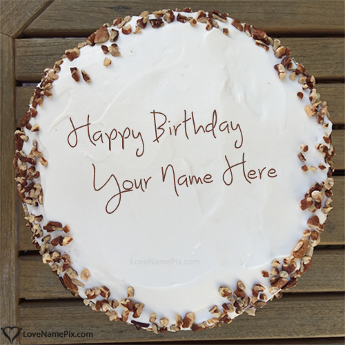 Walnuts Decorated Cream Birthday Cake